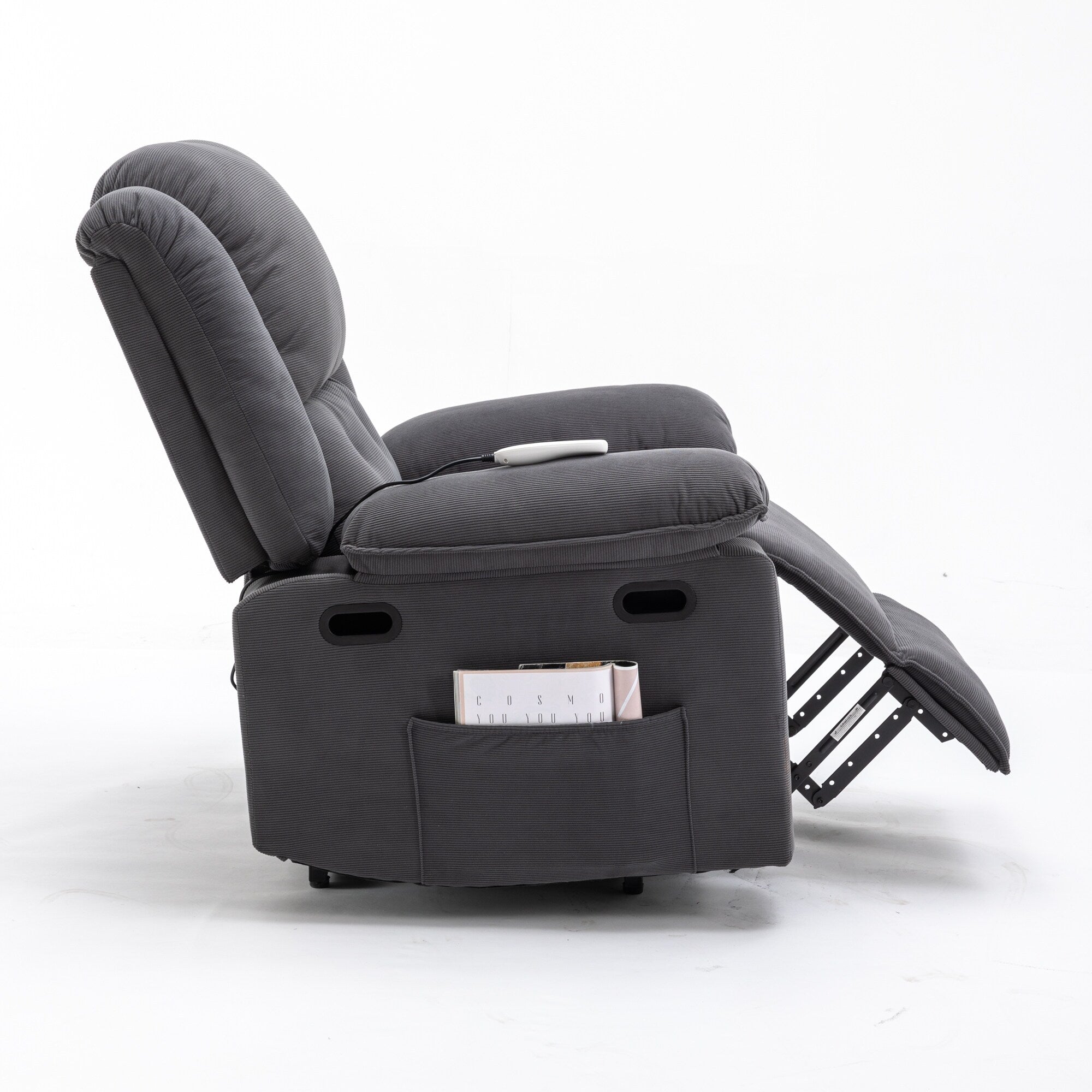 Fauteuil inclinable électrique beige pour personnes âgées avec massage, chauffage, inclinaison réglable, poches latérales et positions illimitées