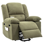 Fauteuil inclinable électrique beige pour personnes âgées avec massage, chauffage, inclinaison réglable, poches latérales et positions illimitées