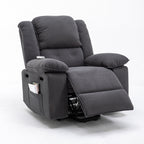 Fauteuil inclinable électrique beige pour personnes âgées avec massage, chauffage, inclinaison réglable, poches latérales et positions illimitées