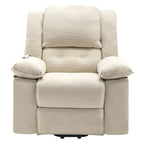 Fauteuil inclinable électrique beige pour personnes âgées avec massage, chauffage, inclinaison réglable, poches latérales et positions illimitées