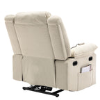 Fauteuil inclinable électrique beige pour personnes âgées avec massage, chauffage, inclinaison réglable, poches latérales et positions illimitées