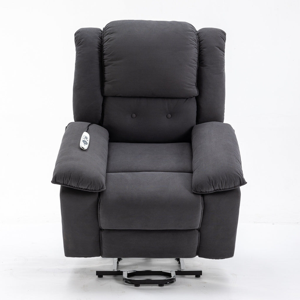 Fauteuil inclinable électrique beige pour personnes âgées avec massage, chauffage, inclinaison réglable, poches latérales et positions illimitées