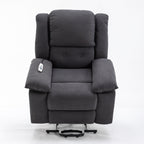 Fauteuil inclinable électrique beige pour personnes âgées avec massage, chauffage, inclinaison réglable, poches latérales et positions illimitées