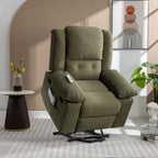 Fauteuil inclinable électrique beige pour personnes âgées avec massage, chauffage, inclinaison réglable, poches latérales et positions illimitées