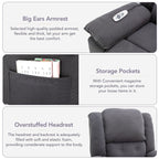 Fauteuil inclinable électrique beige pour personnes âgées avec massage, chauffage, inclinaison réglable, poches latérales et positions illimitées