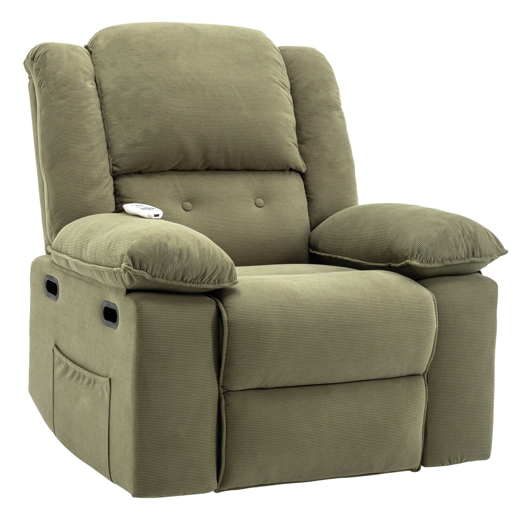 Fauteuil inclinable électrique beige pour personnes âgées avec massage, chauffage, inclinaison réglable, poches latérales et positions illimitées
