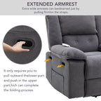 Fauteuil inclinable électrique beige pour personnes âgées avec massage, chauffage, inclinaison réglable, poches latérales et positions illimitées