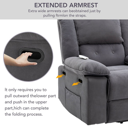Fauteuil inclinable électrique beige pour personnes âgées avec massage, chauffage, inclinaison réglable, poches latérales et positions illimitées