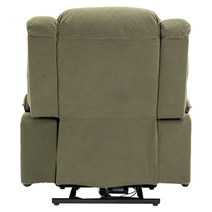 Fauteuil inclinable électrique beige avec massage, chauffage et accoudoirs rétractables