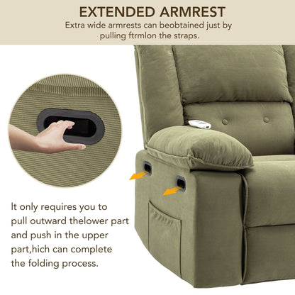 Fauteuil inclinable électrique beige avec massage, chauffage et accoudoirs rétractables