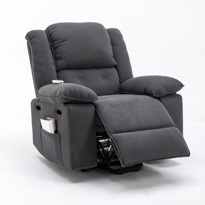 Fauteuil inclinable électrique beige avec massage, chauffage et accoudoirs rétractables