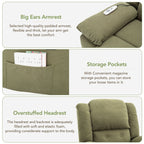 Fauteuil inclinable électrique beige avec massage, chauffage et accoudoirs rétractables
