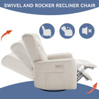 Fauteuil inclinable électrique beige avec pivot, mouvement de bascule et coussin lombaire