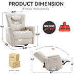 Fauteuil inclinable électrique beige avec pivot, mouvement de bascule et coussin lombaire