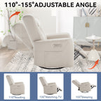 Fauteuil inclinable électrique beige avec pivot, mouvement de bascule et coussin lombaire