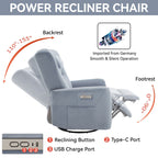 Fauteuil inclinable électrique beige avec pivot, mouvement de bascule et coussin lombaire