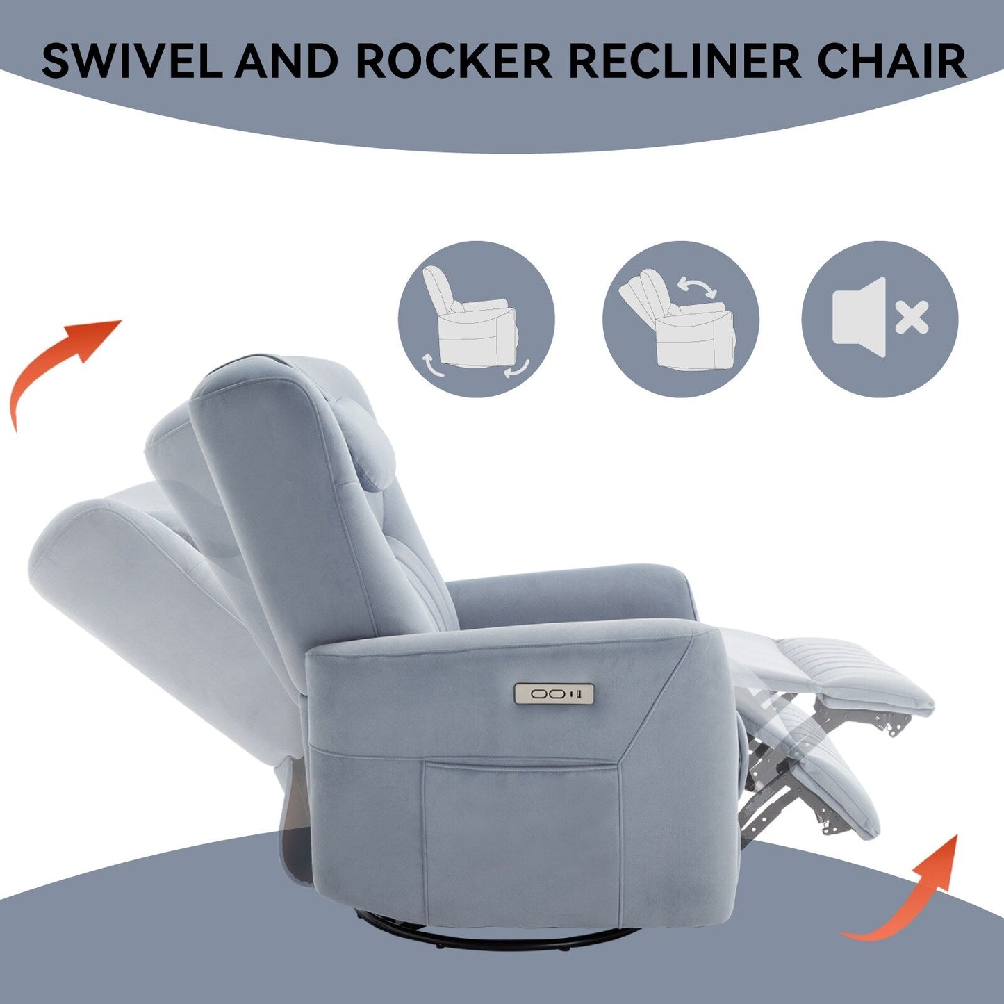 Fauteuil inclinable électrique beige avec pivot, mouvement de bascule et coussin lombaire