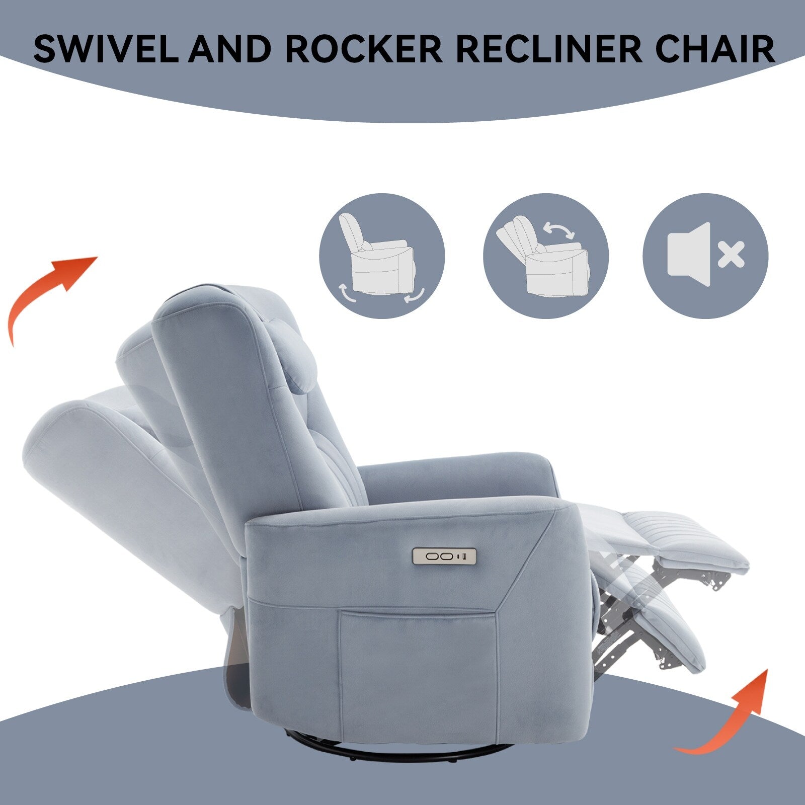Fauteuil inclinable électrique beige avec pivot, mouvement de bascule et coussin lombaire