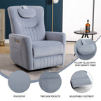 Fauteuil inclinable électrique beige avec pivot, mouvement de bascule et coussin lombaire
