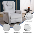 Fauteuil inclinable électrique beige avec pivot, mouvement de bascule et coussin lombaire
