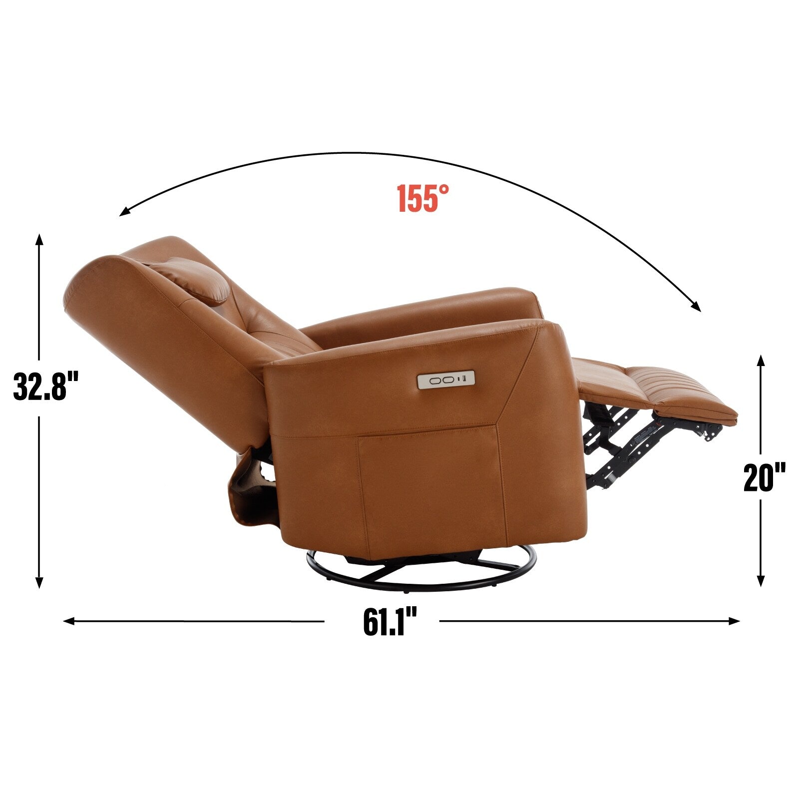 Fauteuil inclinable électrique beige avec pivot, mouvement de bascule et coussin lombaire