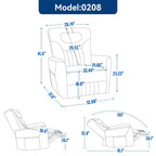 Fauteuil inclinable électrique beige avec pivot, mouvement de bascule et coussin lombaire
