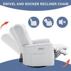 Fauteuil inclinable électrique beige avec pivot, mouvement de bascule et coussin lombaire