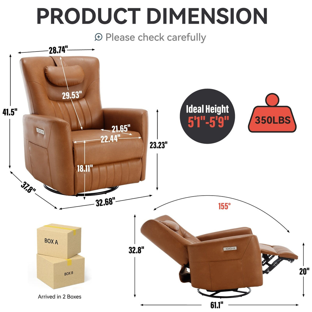 Fauteuil inclinable électrique beige avec pivot, mouvement de bascule et coussin lombaire