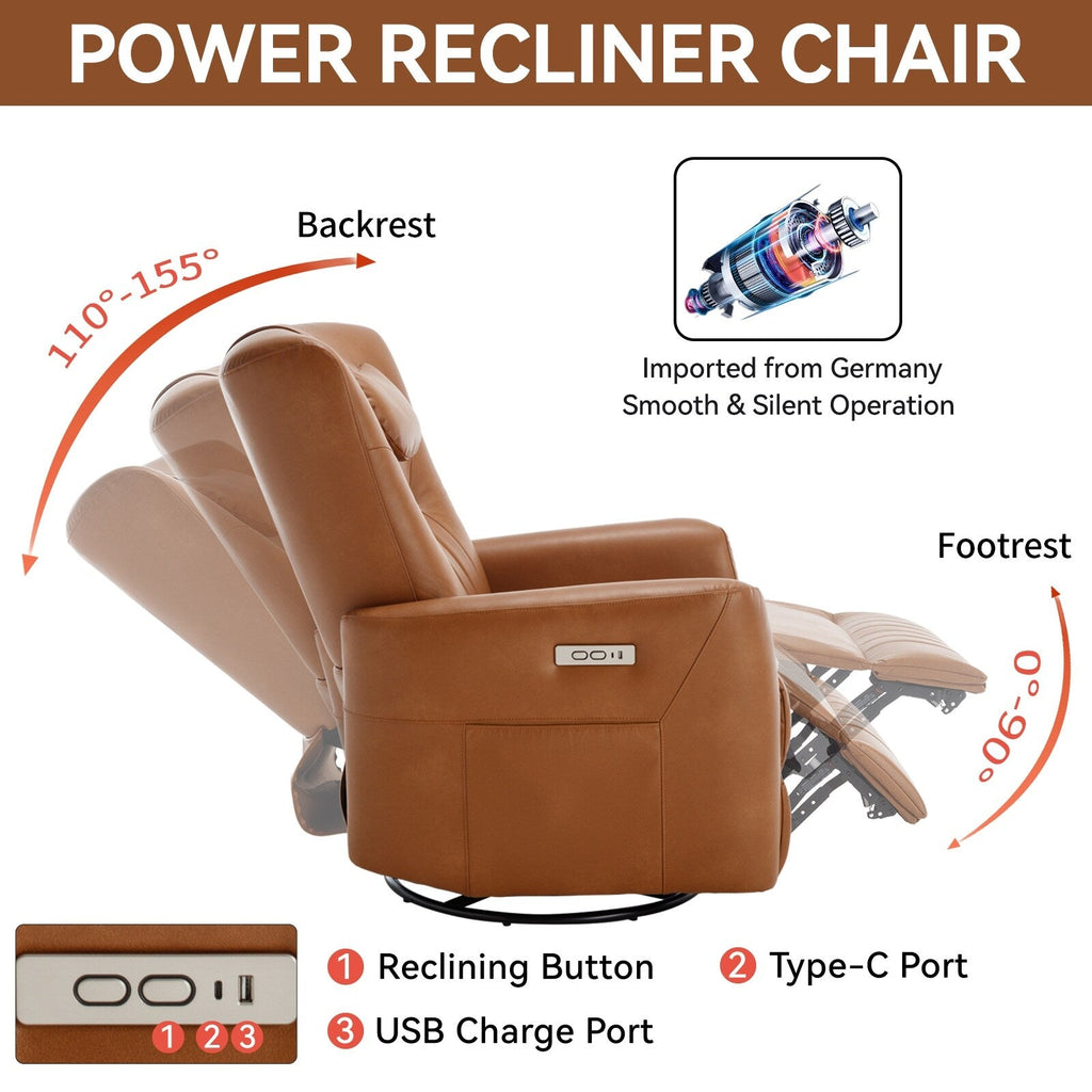 Fauteuil inclinable électrique beige avec pivot, mouvement de bascule et coussin lombaire