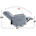 Fauteuil inclinable électrique beige avec pivot, mouvement de bascule et coussin lombaire