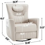 Fauteuil inclinable électrique beige avec pivot, mouvement de bascule et coussin lombaire