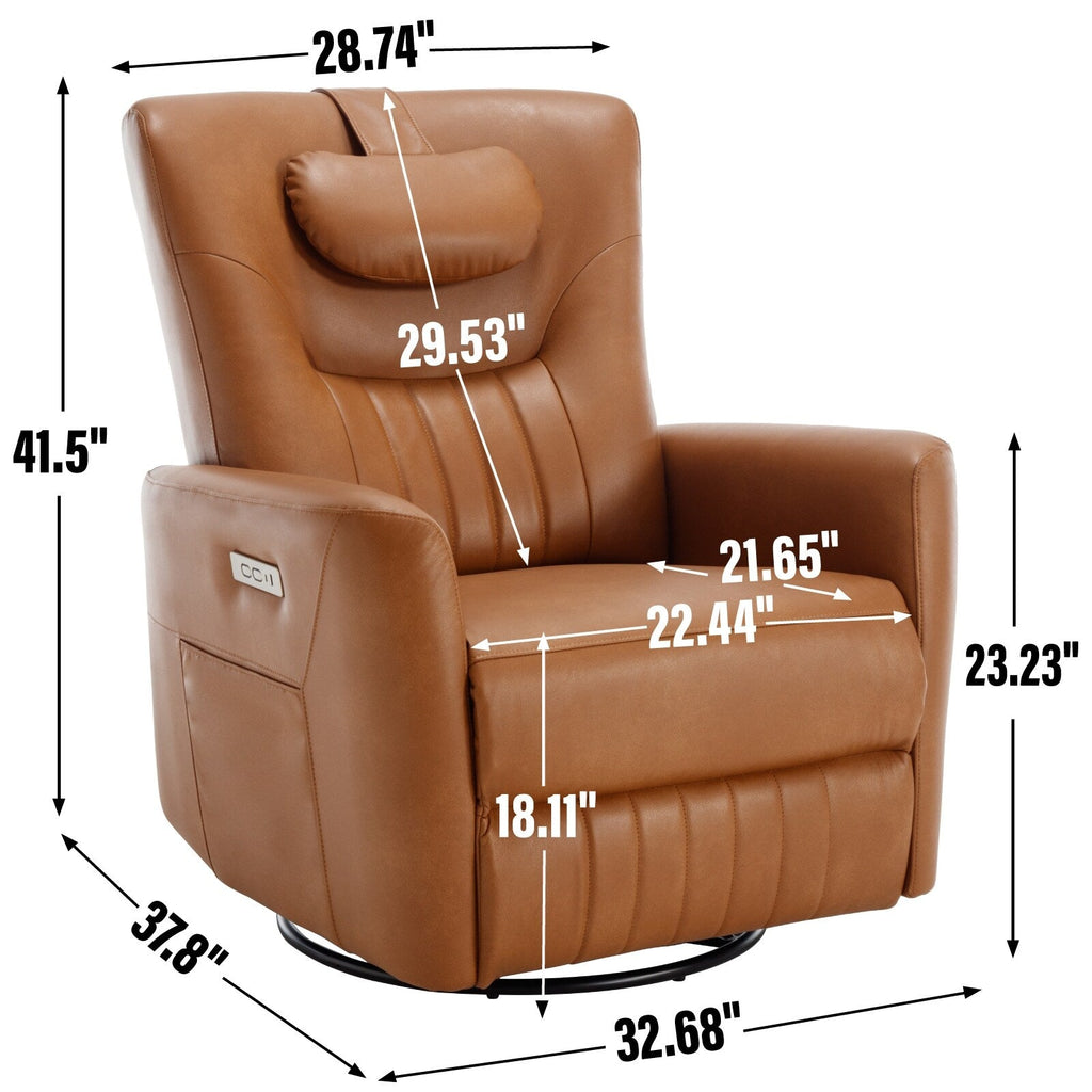 Fauteuil inclinable électrique beige avec pivot, mouvement de bascule et coussin lombaire