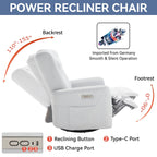Fauteuil inclinable électrique beige avec pivot, mouvement de bascule et coussin lombaire