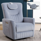 Fauteuil inclinable électrique beige avec pivot, mouvement de bascule et coussin lombaire