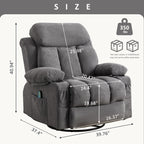 Fauteuil inclinable pivotant beige avec massage, chauffage et chargement USB