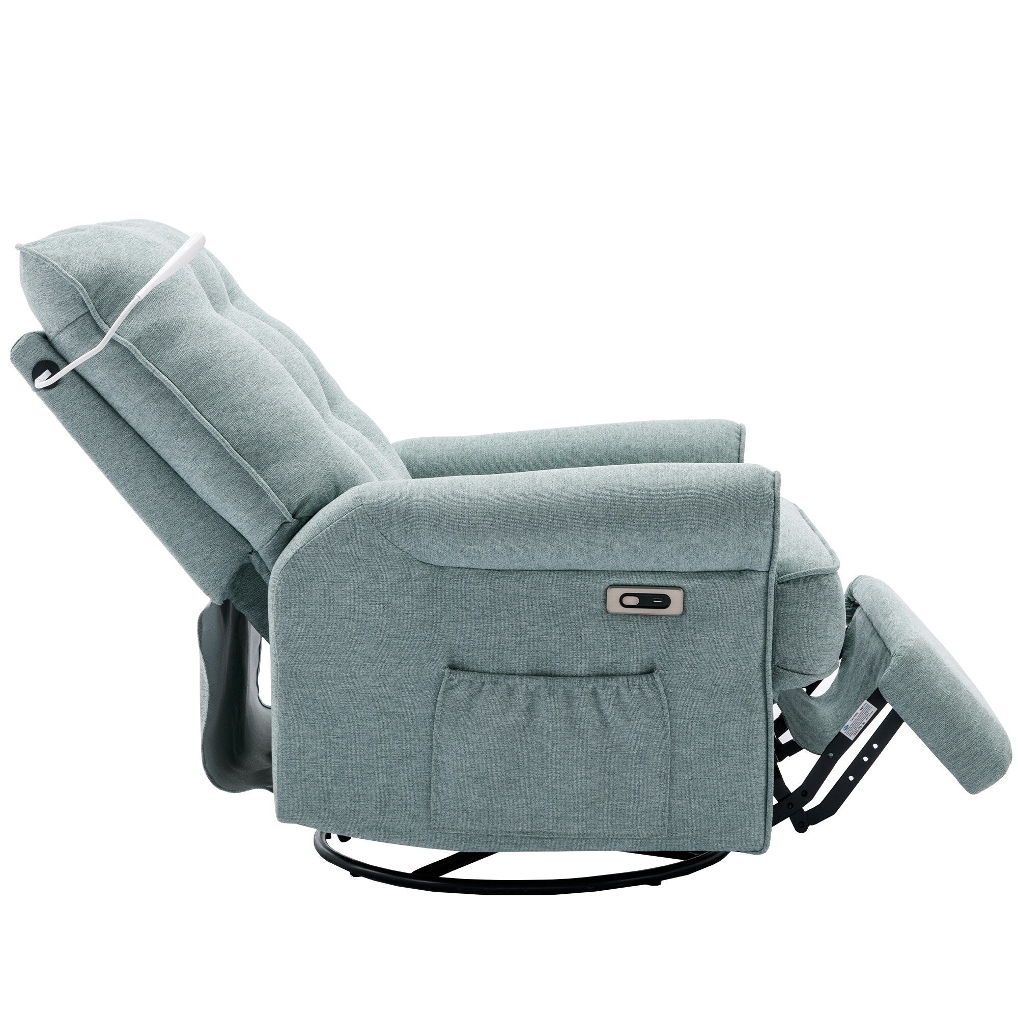 Fauteuil inclinable pivotant beige avec ports USB et base à bascule