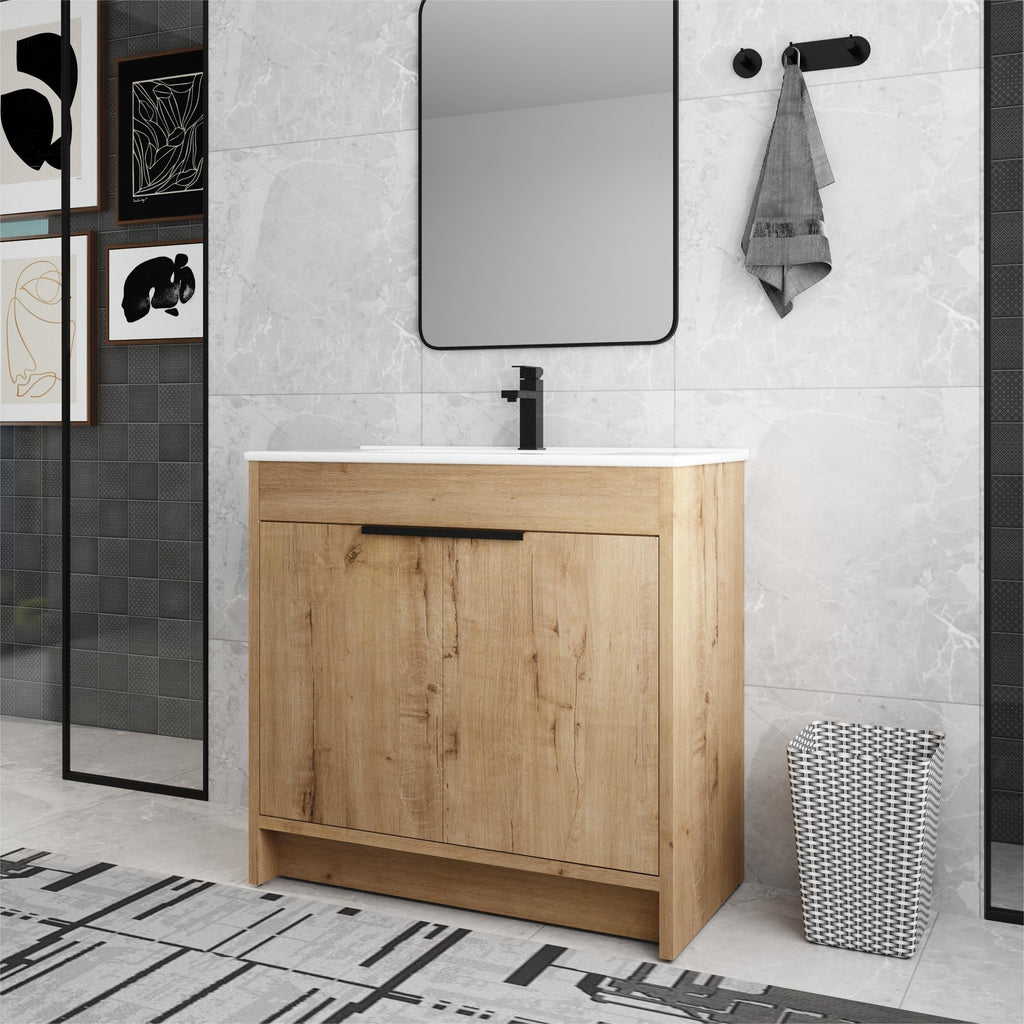 Meuble-lavabo Beingnext 24/30/36 avec porte à fermeture douce et étagère réglable