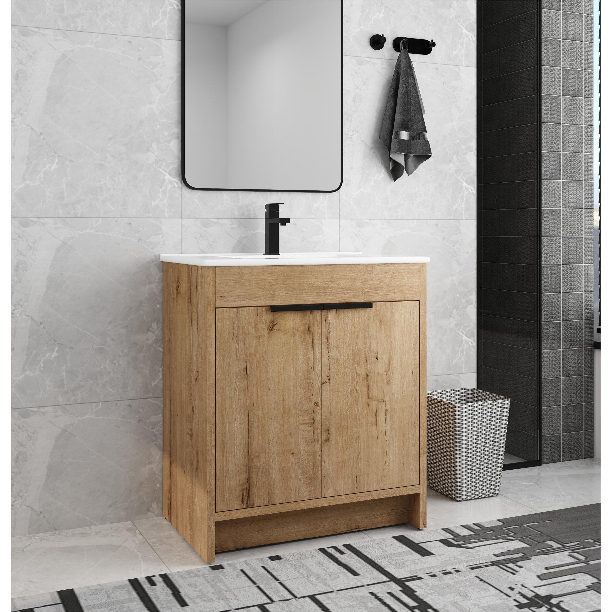 Meuble-lavabo Beingnext 24/30/36 avec porte à fermeture douce et étagère réglable