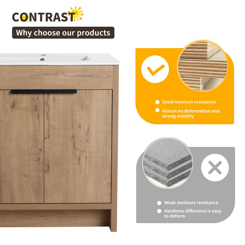 Meuble-lavabo Beingnext 24/30/36 avec porte à fermeture douce et étagère réglable