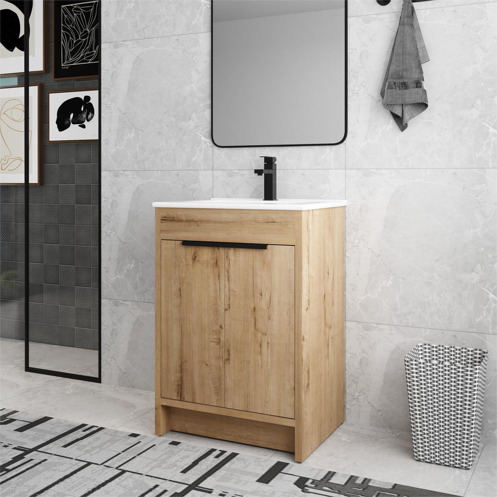 Meuble-lavabo Beingnext 24/30/36 avec porte à fermeture douce et étagère réglable