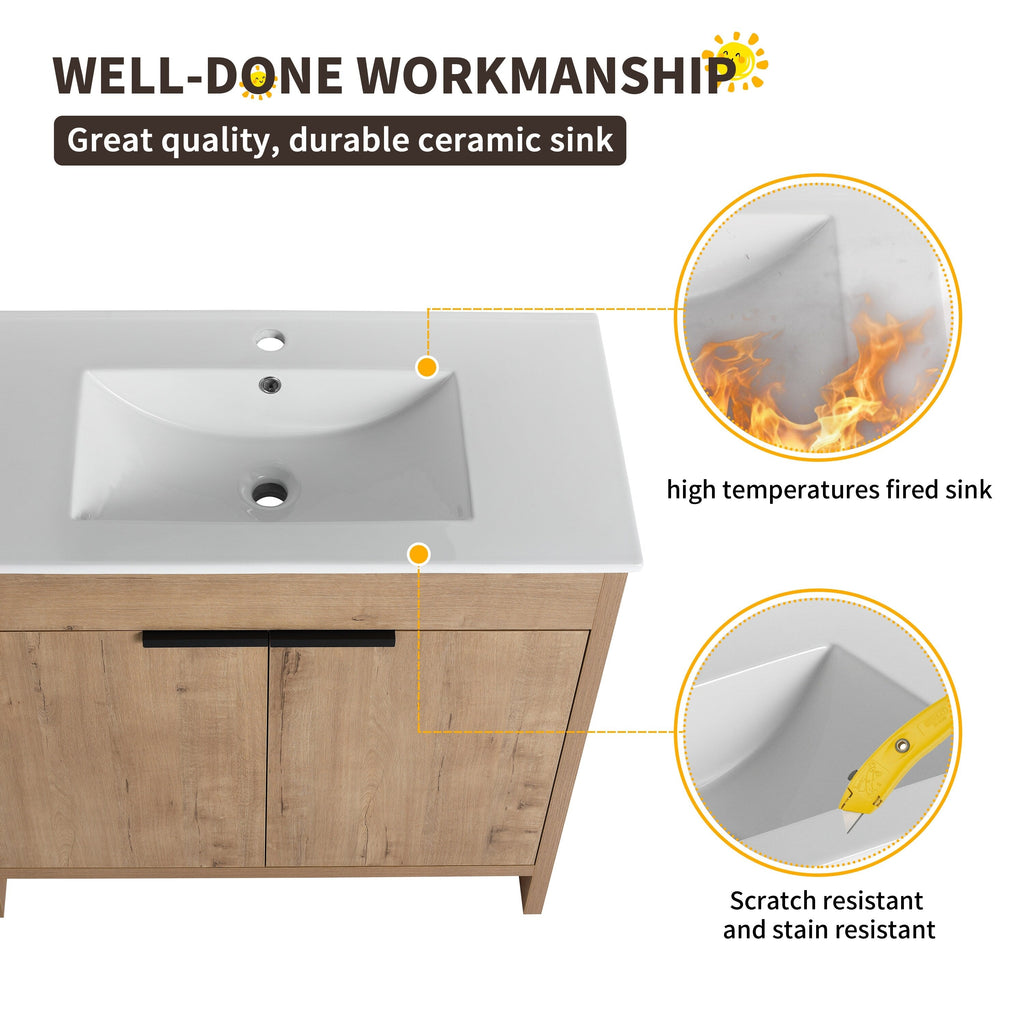 Meuble-lavabo Beingnext 24/30/36 avec porte à fermeture douce et étagère réglable