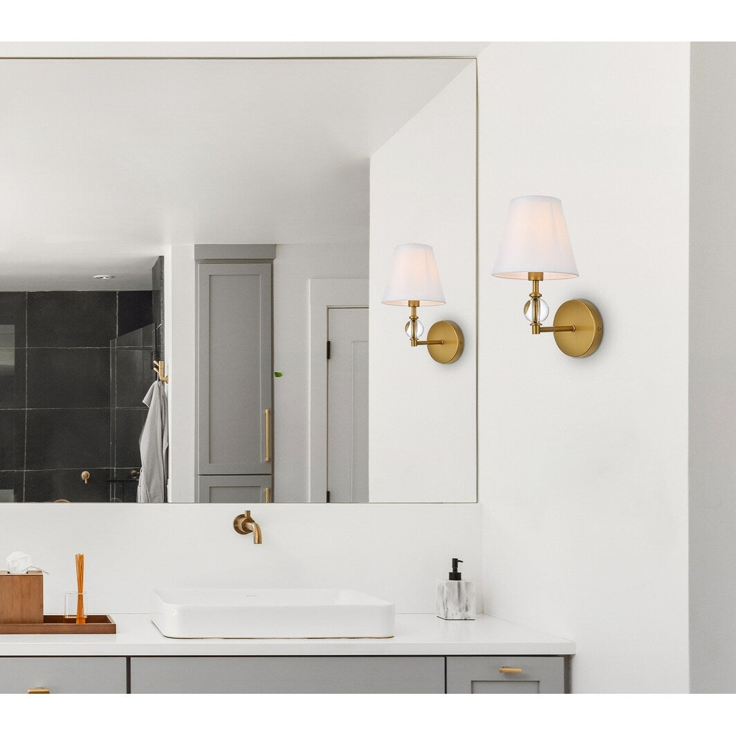 Applique de salle de bain Bella 1 lumière avec abat-jour en tissu blanc