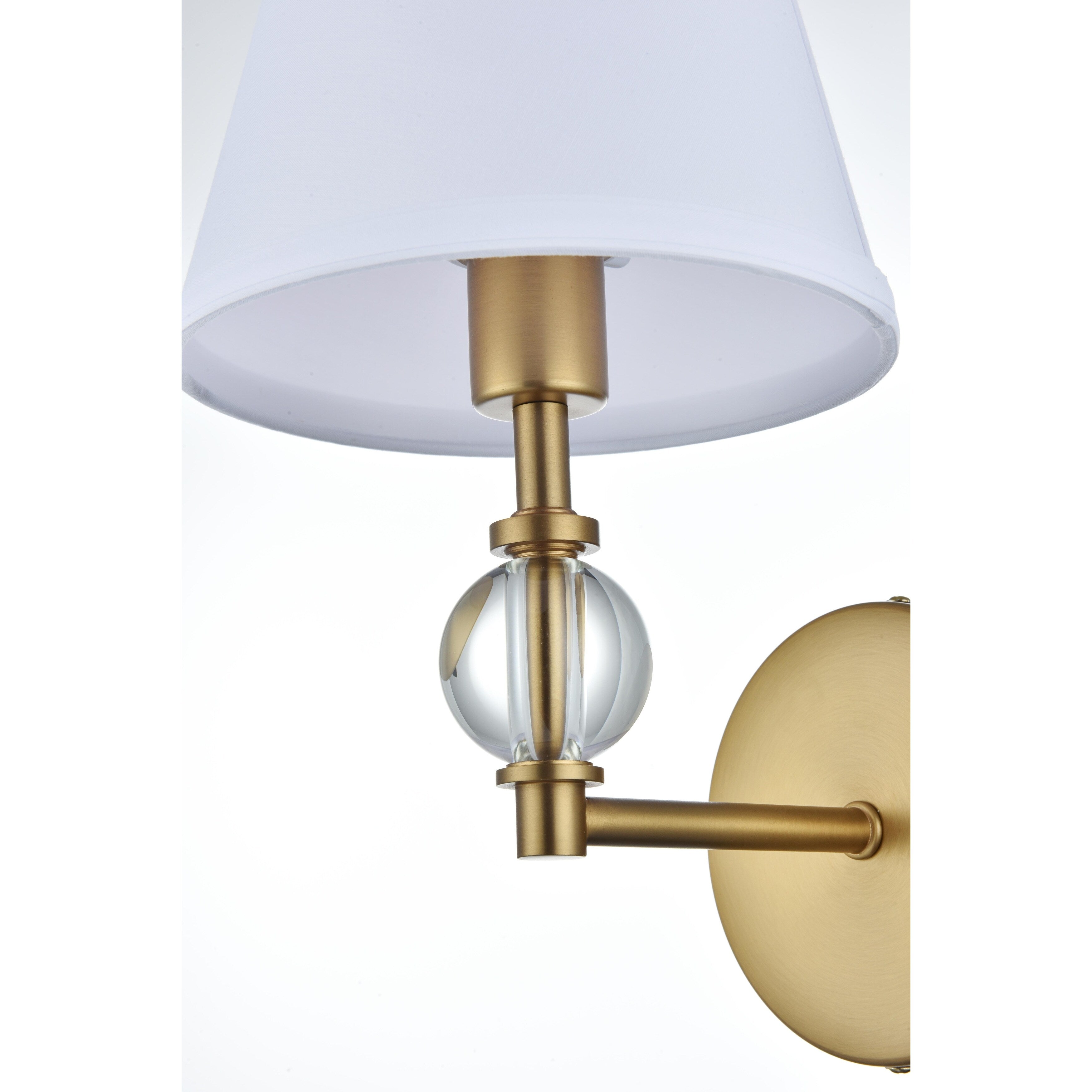 Applique de salle de bain Bella 1 lumière avec abat-jour en tissu blanc