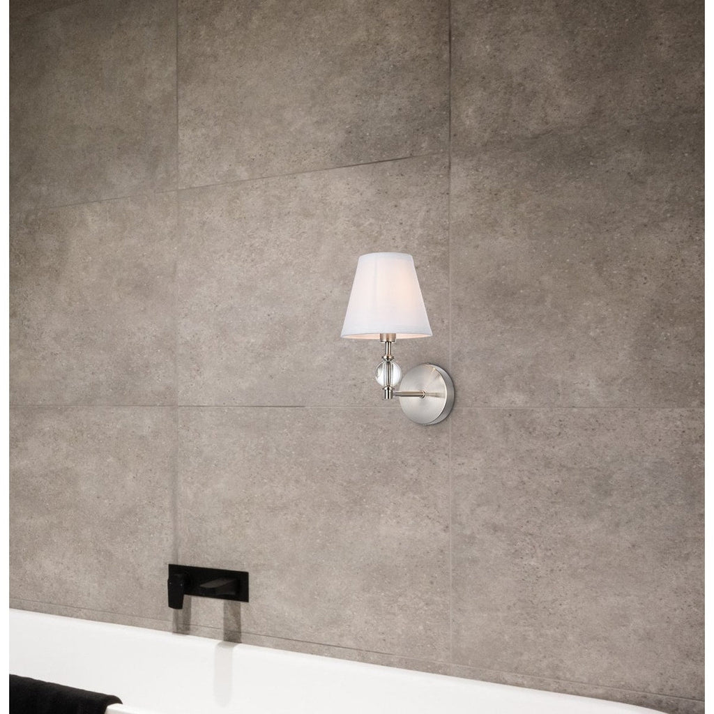Applique de salle de bain Bella 1 lumière avec abat-jour en tissu blanc
