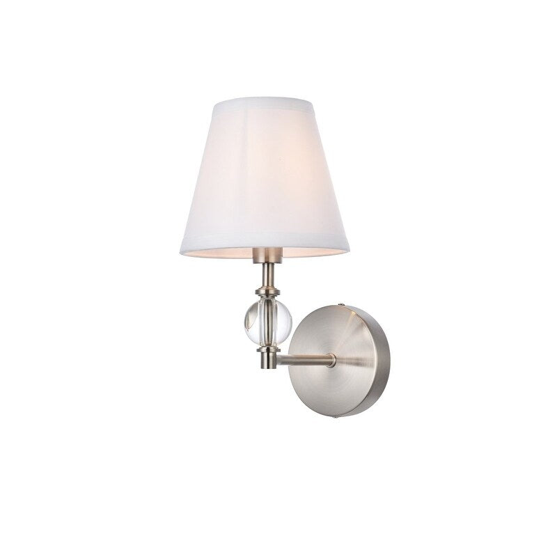 Applique de salle de bain Bella 1 lumière avec abat-jour en tissu blanc