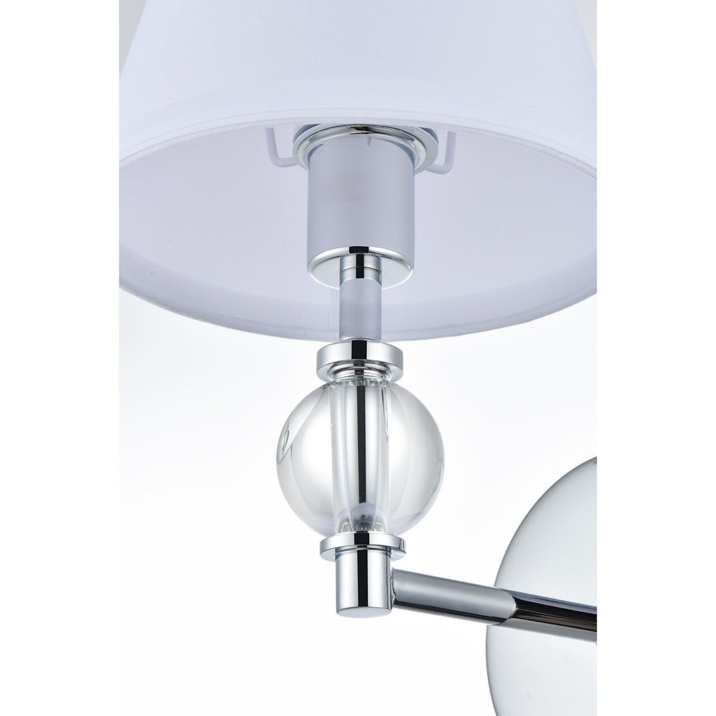 Applique de salle de bain Bella 1 lumière avec abat-jour en tissu blanc