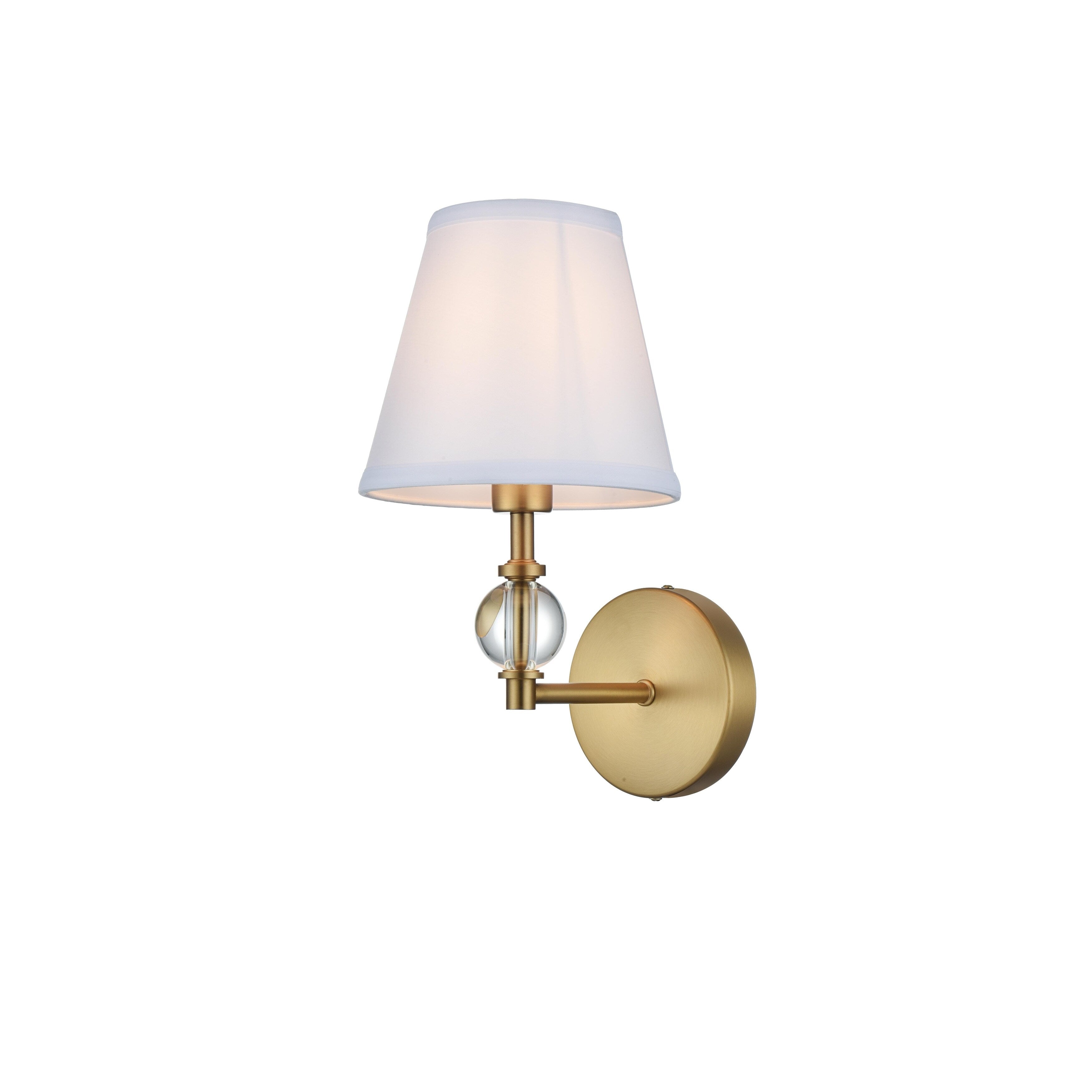 Applique de salle de bain Bella 1 lumière avec abat-jour en tissu blanc
