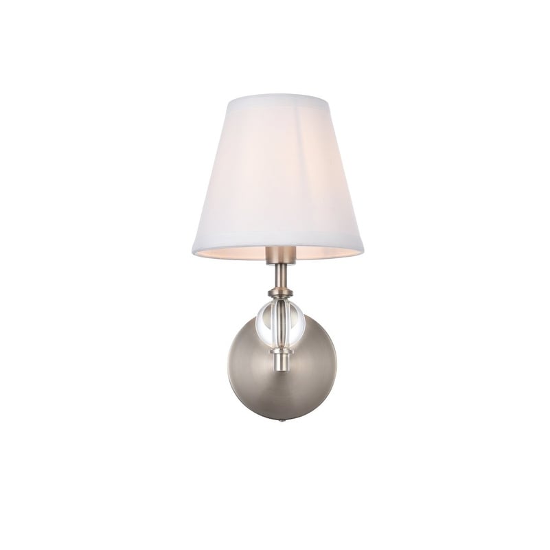 Applique de salle de bain Bella 1 lumière avec abat-jour en tissu blanc