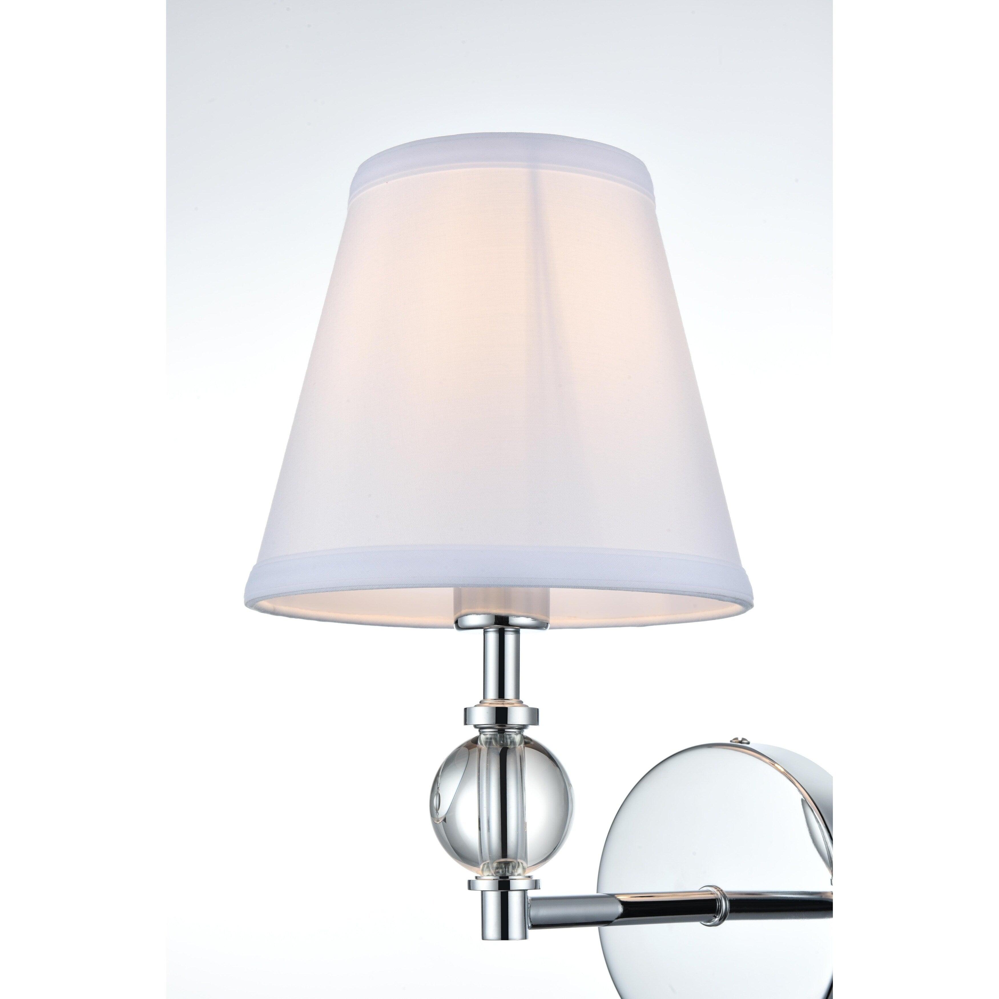 Applique de salle de bain Bella 1 lumière avec abat-jour en tissu blanc