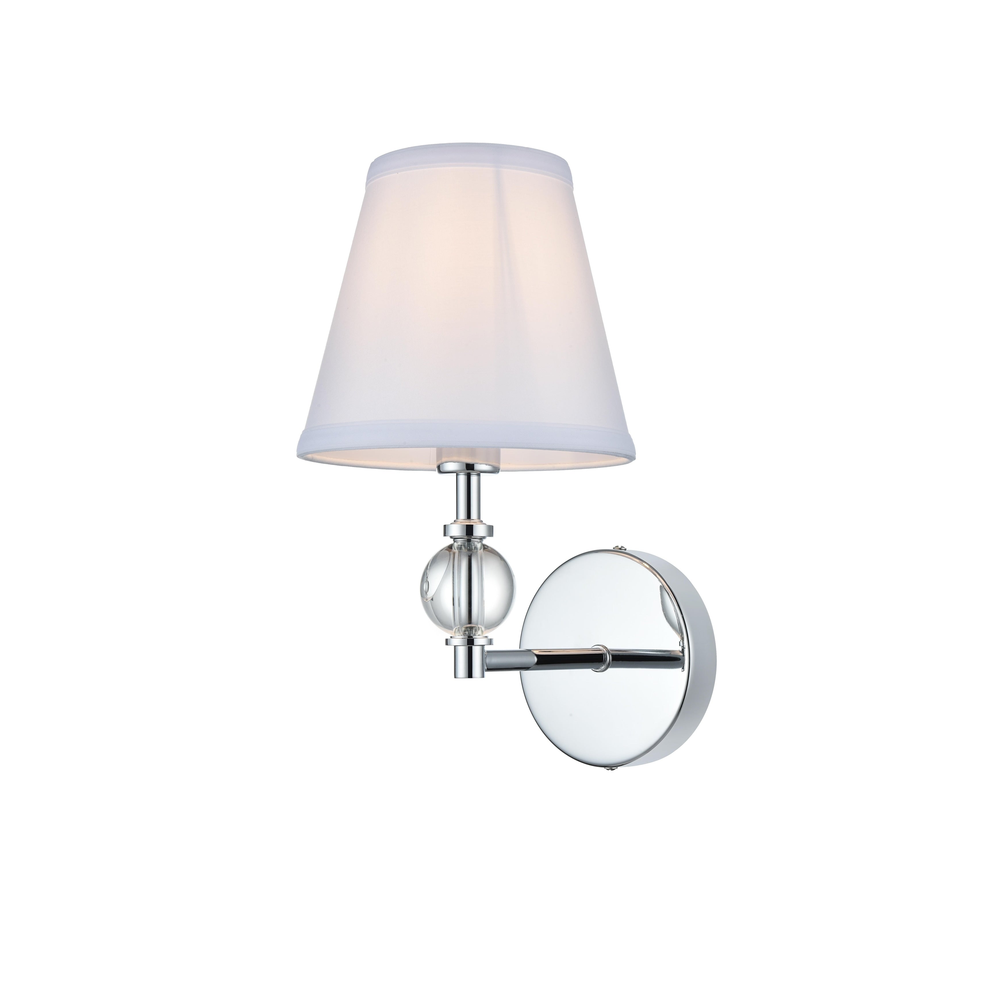 Applique de salle de bain Bella 1 lumière avec abat-jour en tissu blanc